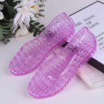Womens New Summer Crystal Jelly Sandal Round Toe Hollow Out Flat Sole Non Slip Shallow Slip On Cave Sandal Outdoor Beach Sandal (New)