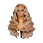 MEGALOOK 13x4 13x6 Glueless Lace Frontal Wig Milk Tea Brown With Drawstring Human Hair Pre Plucked Pre Cut Lace Highlights Wigs (New)