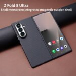 Business Magnetic Carbon Fiber Texture Case for Samsung Z Fold 8 Ultra Wireless Charging PC Cover with Screen Protective Film (New)
