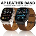Leather Strap Apple Watch Ultra 49mm 46mm 45mm 42mm 44mm Luxury Men B IWatch 6 5 Series 11 10 9 8 7 Ultra 3 Bracelet (New)