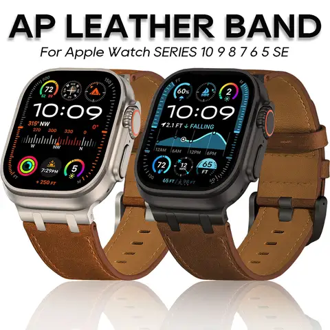 Se6eb5642051b40978163edb99d2e94e3U_480x480q75 Leather Strap Apple Watch Ultra 49mm 46mm 45mm 42mm 44mm Luxury Men B IWatch 6 5 Series 11 10 9 8 7 Ultra 3 Bracelet (New) - Image 1