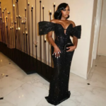 Sexy Black Sparkling Mermaid Evening Dress Off Shoulder V-neck Ball Dress Black Girl Party Dress Custom Plus Size Tank Top (New)