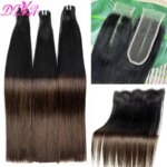 1BT4 Ombre Double Drawn Straight Bundles with 13x4 HD Lace Frontal Vietnamese Hair Bundles with 2x6/5x5 Real HD Lace Closure (New)