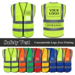 Custom Your LOGO Workwear Vest Multi Pockets Construction Building Vests with Zipper Front Working Clothes for Women Men (New)