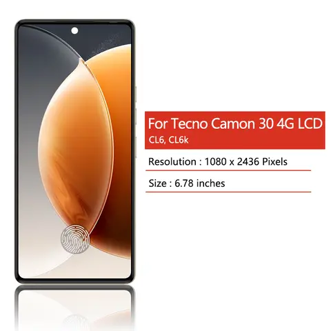 Se86091d724f74e918a8def7336816ff99_480x480q75 6.78“AMOLED For Tecno Camon 30 LCD CL6 Display Touch Screen Digitizer Assembly For Tecno Camon30 4G CL6k Display (New) - Image 1
