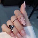 Thin Nail Rings for Women Girl Daily Fingertip Protective Cover Fashion Jewelry Double Ring Adjustable Fashion Gothic Metal Line (New)