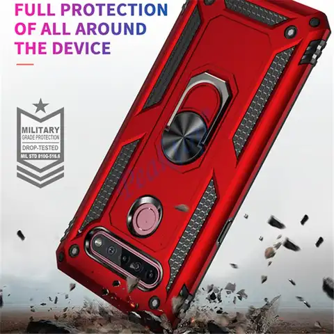 Se9337d79e6f1421dac94572af7b645cbo_480x480q75 Drop Protection Magnetic Armor Case LG K51S K41S K51 K61 K50S Stylo 6 5 Aristo 2 3 Harmony 4 Q51 Q61 Metal Ring St Cover (New) - Image 1