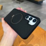 Carbon Fiber Texture Case Samsung Galaxy S26 Ultra S25 S24 Plus Wireless Charging Magnetic Ring Holder Cover (New)