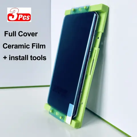 Se9680ee6461a47fe81d6800836ee785dk_480x480q75 3pcs Ceramic Film Huawei Pura 80 Ultra Pura 70 Pro Plus Ultra P40 Pro+ P60 Art P30 P50 Pro Screen Protector +Install Kit (New) - Image 1