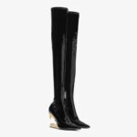 European and American New Knee-length Thigh Womens Boots Fashion Pointed Side Zipper Teeth High Heels Show Patent Leather Boots (New)