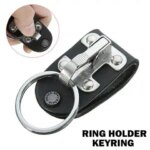 Men Business Black Pu Leather Steel Keyring With Belt Clip Holder Detachable Keychain Wear Belt Keychain (New)