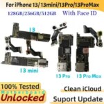 Tested Unlocked iPhone 13 Pro Max With/No Face ID Motherboard iphone 13 mini 13 Pro Clean iCloud Logic Board Mainboard Bangladesh (New)