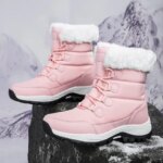 High Quality Womens Snow Boots High Top Plus Velvet Womens Cotton Shoes Warm Casual Shoes Comfortable Non-slip Hiking Boots (New)