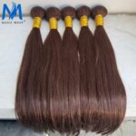#4 Chocolate Brown Brazilian Remy Hair Bundles Straight Human Hair Weave Extensions Light Brown Human Hair Bundles for Women (New)