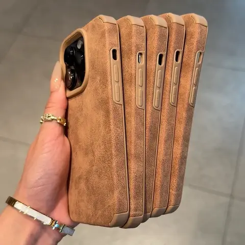 Sec934ae4824b40698d63d05fdbc787076_480x480q75 Luxury Matte Soft Leather Desert Gold Phone Case iPhone 16 15 14 Plus 13 12 11 Pro Max Protection Shockproof Silicone Cover (New) - Image 1