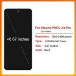 667 X4 Pro AMOLED Screen Xiaomi POCO X4 Pro 5G LCD Display 2201116PG Touch Screen Assembly POCO X4 Pro LCD Replacement (New)