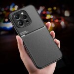 Xiaomi Redmi 12 4G Case Leather Texture Car Magnetic Holder Phone Case Xiaomi Redmi 12 1 2 Redmi12 Shockproof Back Cover (New)