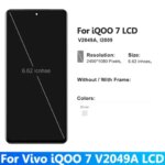 662'' AMOLED LCD vivo iQOO 7 V2049A I2009 LCD display touch screen digitizer Assembly iQOO 7 LCD replacement Parts (New)