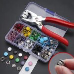 Plier Tool+50 Set Metal Sewing Buttons Hollow Solid Five-claw Buckle Metal Snap Buttons For Installing Clothes DIY Craft (New)