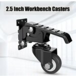 Black 4Pcs Set 2.5 Inch Side Mounted Swivel Casters 200KG Heavy Duty Retractable Mobile Wheels for Bed Sofa Workbench (New)