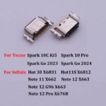 10-100PCS USB Charging Dock Connector for Tecno Spark 10C for Infinix Hot 30 X6831 Note 11 X662 12 X663 Hot 11s Charging Pins (New)