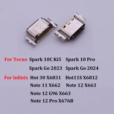 Sef268ff69f9d45289a5357533eaa5a88F_480x480q75 10-100PCS USB Charging Dock Connector for Tecno Spark 10C for Infinix Hot 30 X6831 Note 11 X662 12 X663 Hot 11s Charging Pins (New) - Image 1