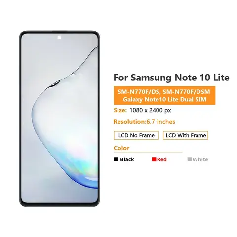 Sefd3b213622b4cd791ff28f8ad37f174j_480x480q75 67 Note 10 Lite Display Screen Samsung Galaxy Note 10 Lite LCD Touch Screen Digitizer Assembly Replacement N770F N770F DS (New) - Image 1