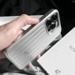 Luxury 3D Suitcase iPhone 17 17Pro 16 15 14 13 16Pro Max Aluminum Alloy Back Cover Stripes Pattern Matte Shockproof With Box (New)
