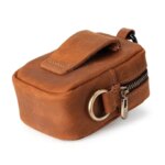 Mini Leather Waist Pack Zipper Key Holder Waterproof Keychain Pouch Solid Color Hook Design Small Coin Purse Mens Accessories (New)