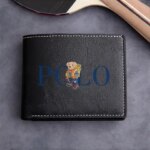 POLO BEAR EMBROIDERED PU LEATHER WALLET MENS SLIM DURABLE LIGHTWEIGHT BUSINESS STYLE ACCESSORY PREMIUM FINISH (New)