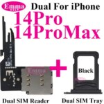 1set Dual Sim Card Reader Flex Cable + Tray Slot iPhone 16 Plus 15 14 13 12 11 Pro Max Nano Connector Holder Adapter (New)