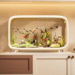Fish Tank Desktop Fish Bowl Turtle Tank With Climbing Decor Clear Acrylic Landscape Container Bowl With Top Feeding Hole For (New)