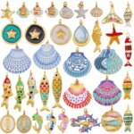 Stainless Steel Ocean Life Clownfish Starfish Dolphin Shell Colorful Charm Pendant Painted Necklace Bracelet Jewelry Supply R78 (New)