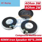 2PCS 40MM Iron Composite Membrane 4CM 4 Ohm 3W Speaker 40 MM 8Ohm 2 Watt Speaker Ultra-thin Horn Acoustic Components (New)