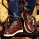 Spring New Genuine Leather Mens Boots Luxury High Quality Men Ankle Boots Fashion Handmade Motorcycle Boots Men Waterproof Shoe (New)