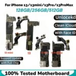 Unlocked Motherboard iPhone 13 Pro max With/NO Face ID Logic Board 13 Mini 13 Pro Clean iCloud Support Update Mainboard Bangladesh (New)