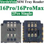 2Pcs Single Sim Card Reader Holder Slot Tray Socket Flex Cable iPhone 11 15 13 Pro Max 16 14 Plus 12 Mini XR XS Flex Cable (New)