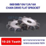 1Pcs 06B/08B/10A/12A/16A Chain Drive Flat Sprocket 10-25 Teeth Carbon Steel Roller Chain Gear Industrial Sprocket Wheel (New)