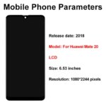 653'' IPS LCD HUAWEI Mate 20 LCD HMA-L29 Display Touch Screen Digitizer Assembly Huawei Mate 20 Screen Replacement Part (New)