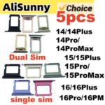 5 Single Sim Card Tray Holder iPhone 16 Plus 16 Pro Max Dual Sim Nano Adapter Slot Fix Parts Bangladesh (New)