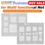 Amaoe Universal BGA Stencil 0.3/0.35/0.4/0.5/0.6/0.7/0.8 45 Degree Hole 0.12MM Direct Hot Stencil Multifunctional Solder Mesh (New)