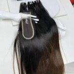Vietnamese Straight Bundles with Lace Closure Raw Hair Bundles Raw Hair 16 18 20 Inches Lace 5X5 13X4 2X6 for Weaving Wigs (New)