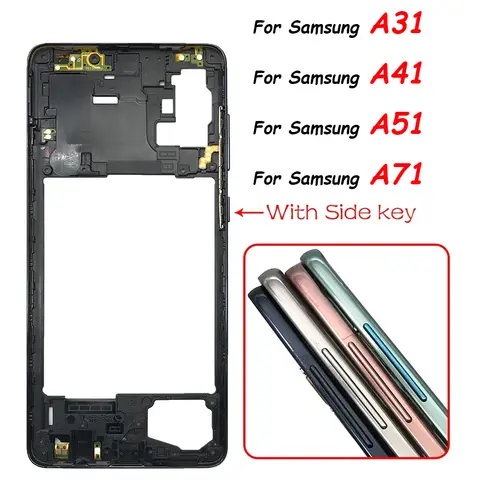 Sf431daf4b36049f9bae8eba590f1fffcb_480x480q75 Middle Frame For Samsung A21s A31 A41 A51 A71 With Volume Button Front Housing Middle Bezel Chassis Shell (New) - Image 1