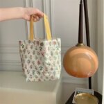 Women Canvas Tote Bag Large Capacity Fashion Floral Shoulder Bag Beach Handbag Lunch Pouch (New)
