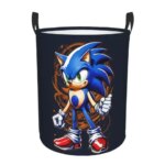Custom S-Soniced Anime Laundry Basket Collapsible Hedgehogs Video Game Clothes Hamper for Toys Storage Bin (New)
