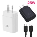 Samsung 25W PD Fast Charger AU Quick Charge Mobile Phone Adapter Galaxy S24 S23 FE A F M 55 54 53 52 15 &1 2 3M Type C Cable (New)