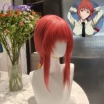 Chainsaw Man Makima Anime Coser Cosplay Wig Synthetic Long Ponytail Braided Wig Heat Resistant Fiber High Quality Wig Halloween (New)