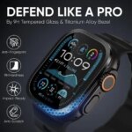 2pcs Tempered Glass Apple Watch Ultra 3-Ultra 2 49mm Titanium Metal Frame Anti-Scratch film Screen Protector Accessories (New)