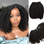 Riya Hair Clips In Brazilian Human Hair Afro Kinky Curly Clip In Hair Extensions 7/8 Pieces And 120g/Set Natural Color Remy Hair (New)
