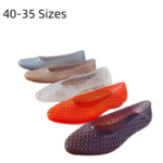 Women Jelly Flats Pointed Toe Hollow Slip-On PVC Shoes Low Price Plastic Hand-Made Comfortable Footwear 35 40 39 Gold Red Clear (New)